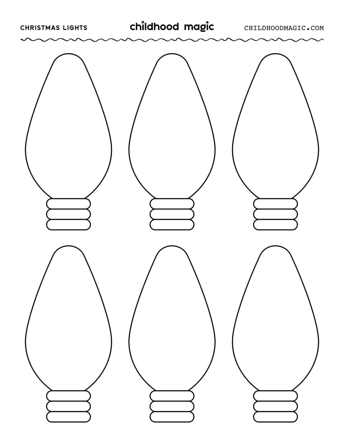 christmas light template- free printable outline - childhood magic
